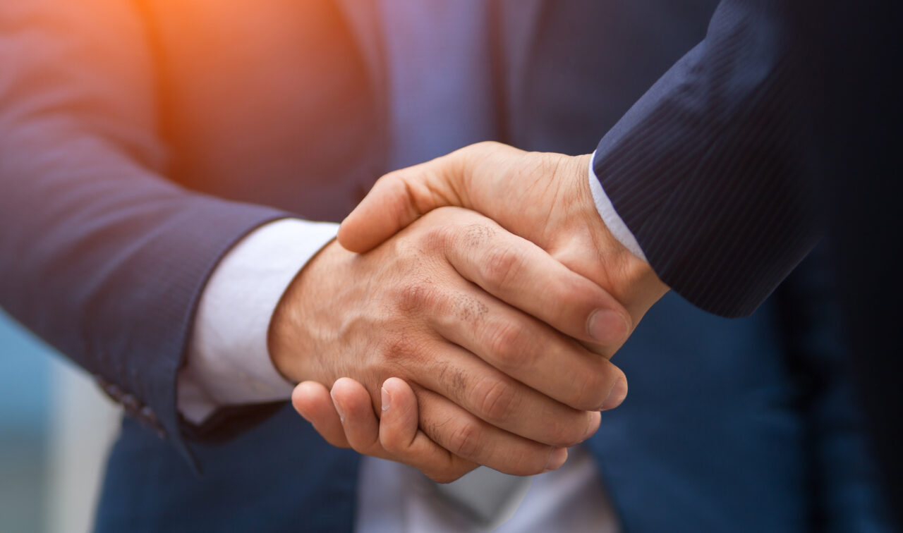 Two business people shaking hands, businessman, hand