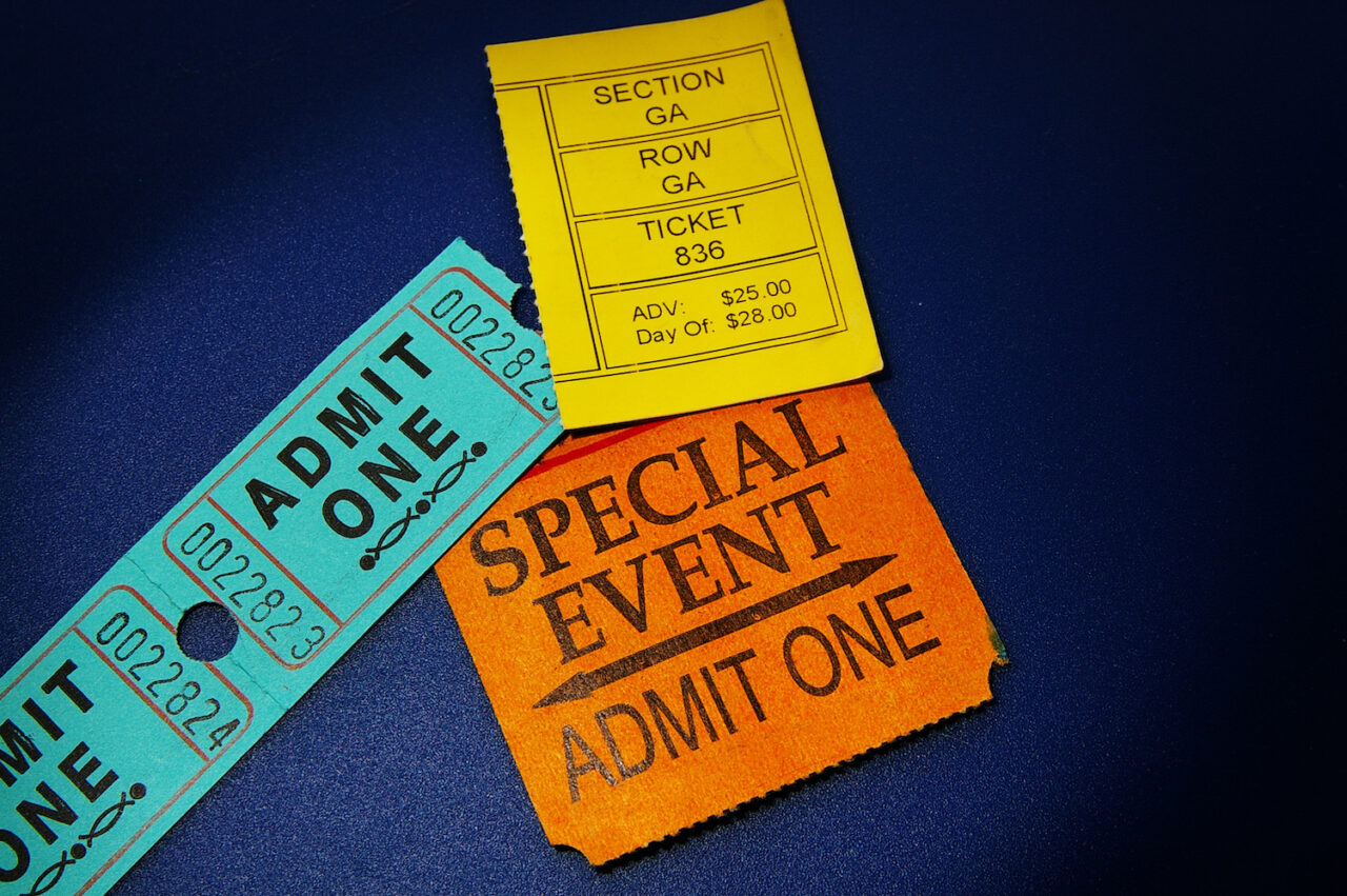 assorted ticket stubs on blue