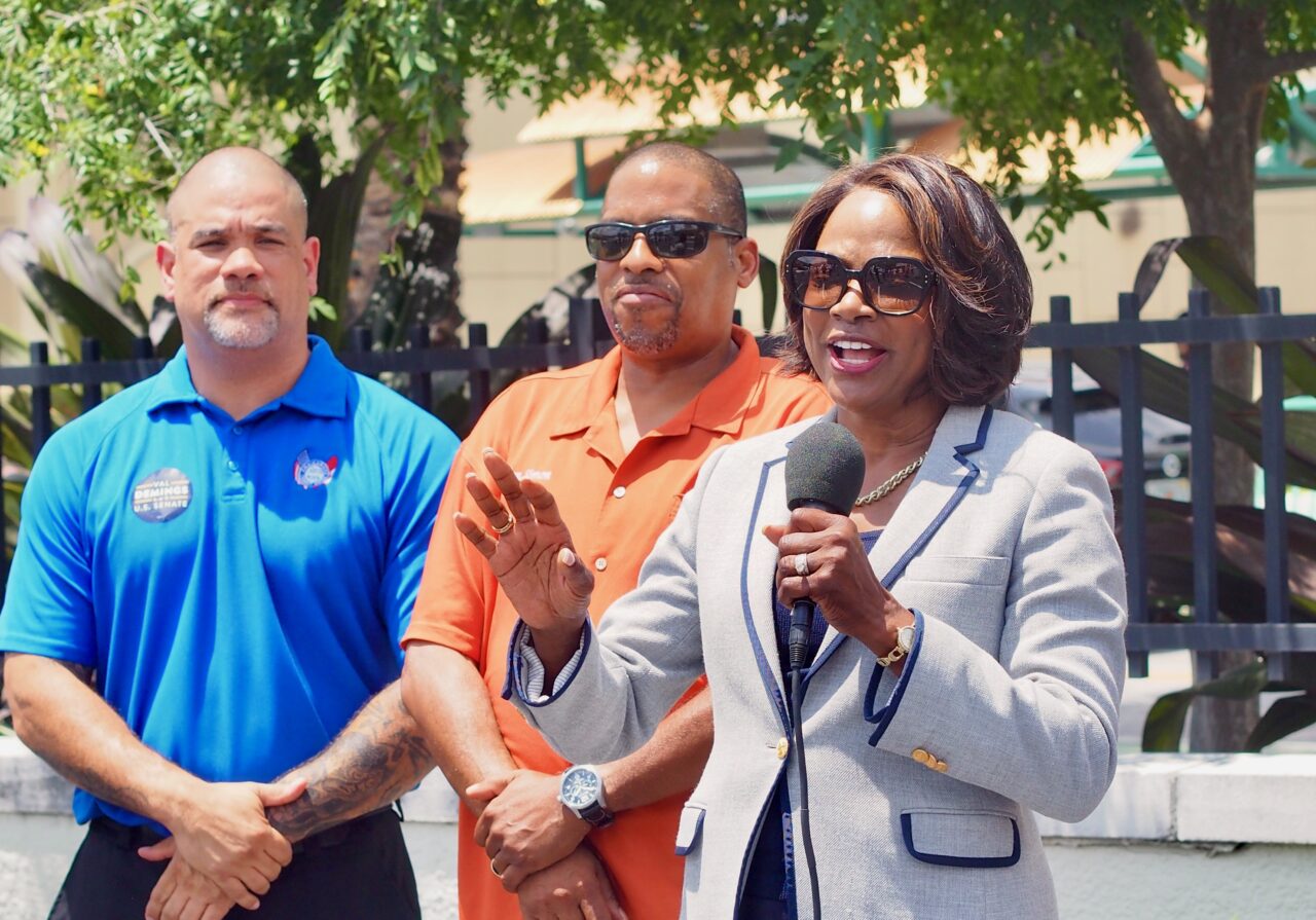 Val Demings with Willie Delgado and Dwight Mattingly of the ATU