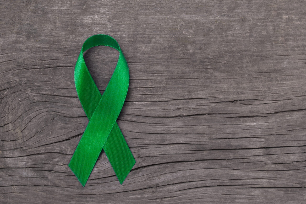 Lime Green ribbon for Lymphoma Cancer and mental health awarenes