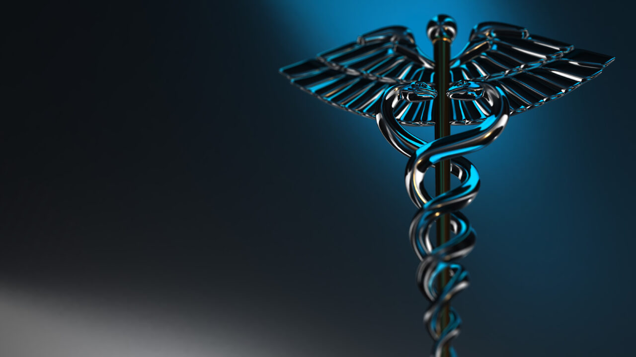 Caduceus - medical symbol, 3d render