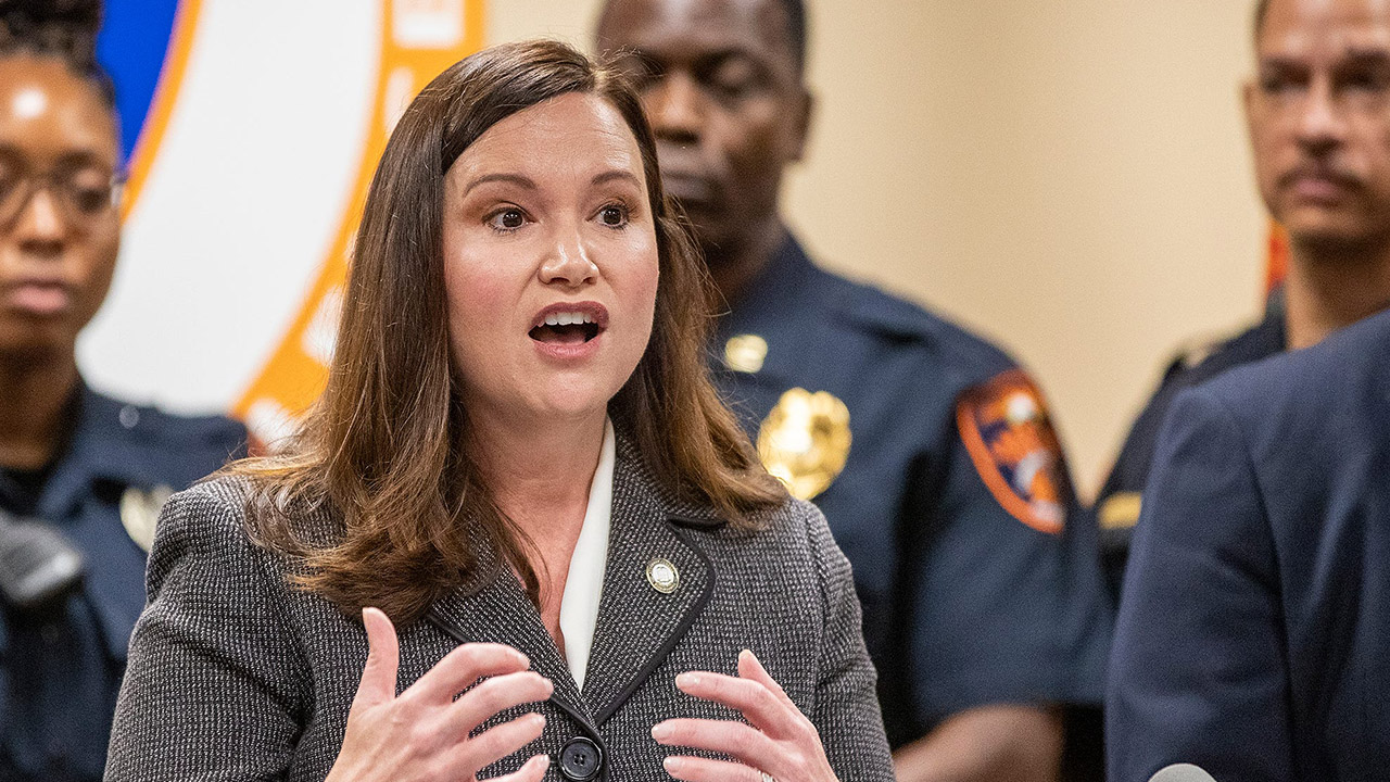 Florida Attorney General Ashley Moody visits the Lakeland Police Department to announce a hiring bonus for new Florida police