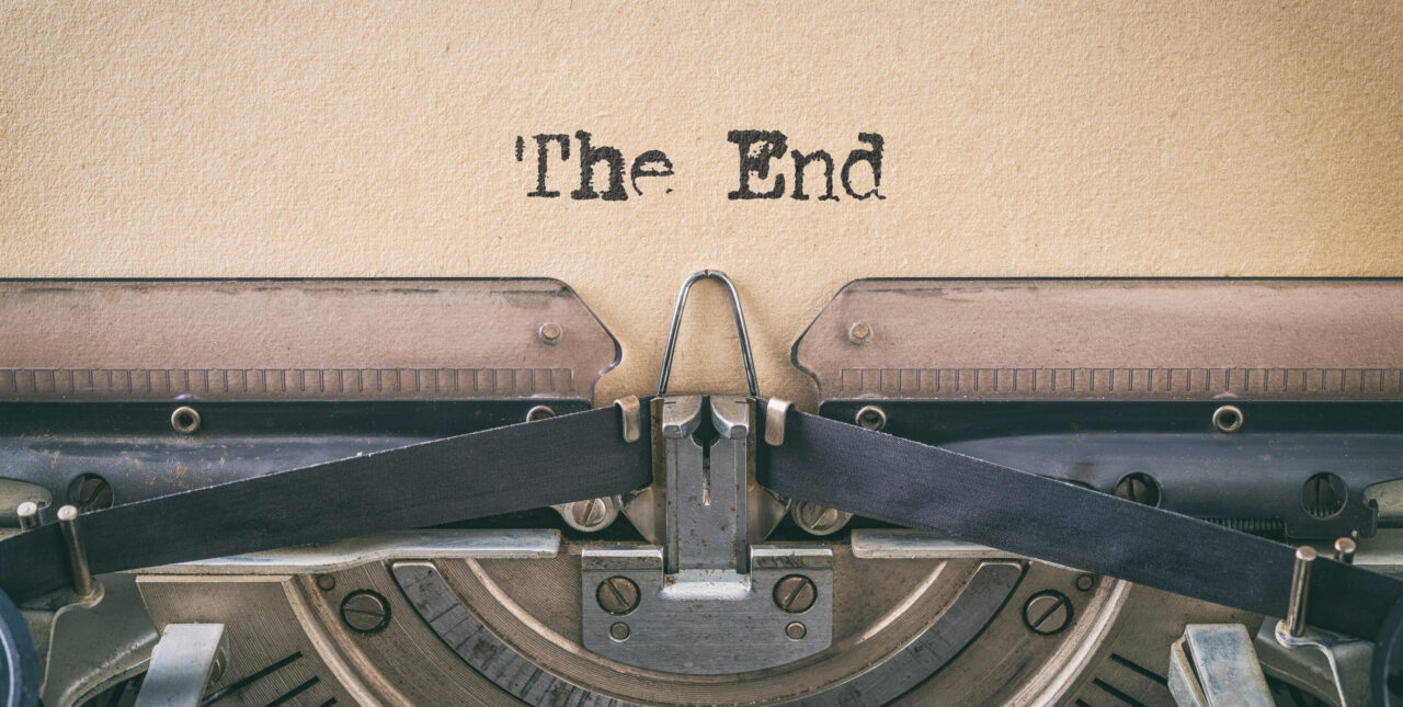 Text written with a vintage typewriter -  The end