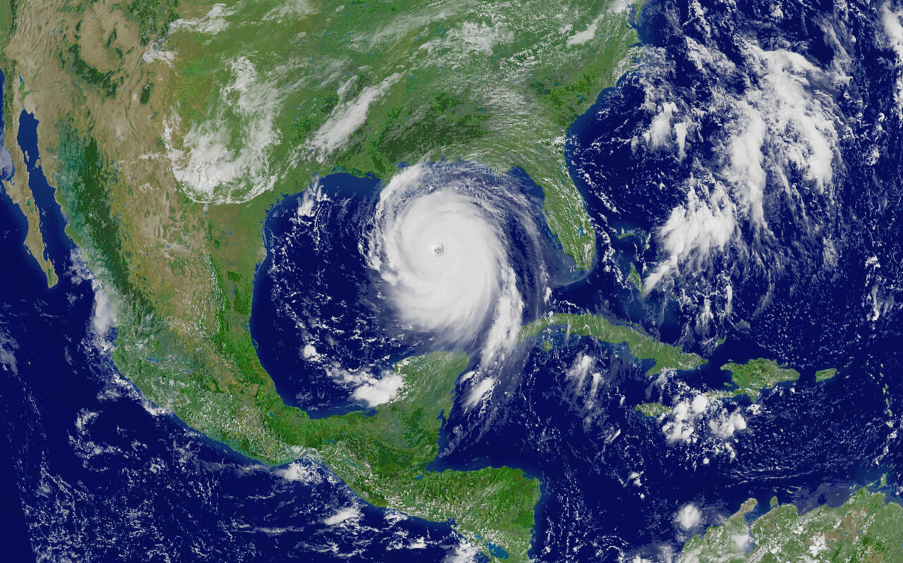 Laura hurriane approaching the coast. Mexican gulf. The eye of