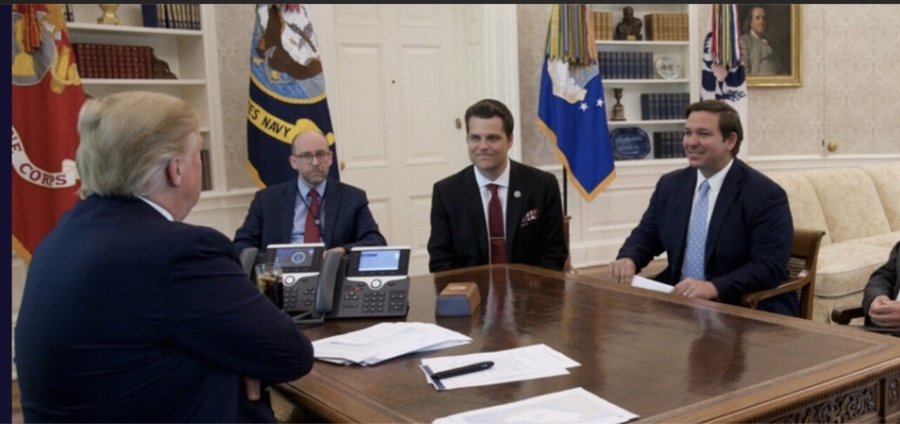 Blue tie DeSantis Trump