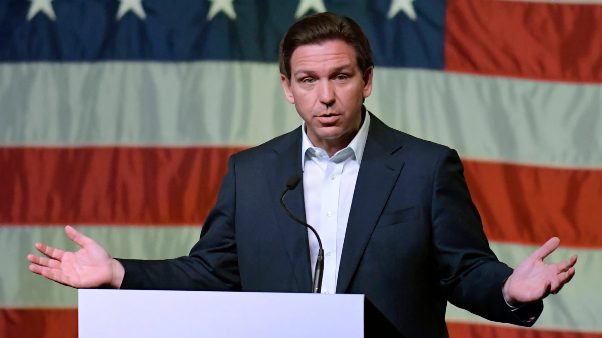 desantis, ron - in front of an american flag