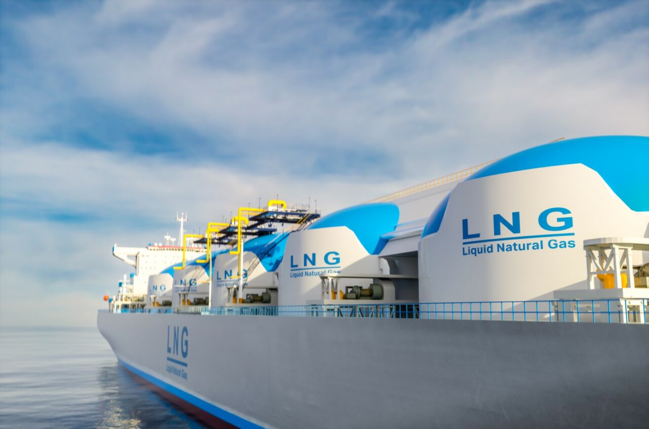 LNG - Liquified natural gas tanker with gas tanks powered with h