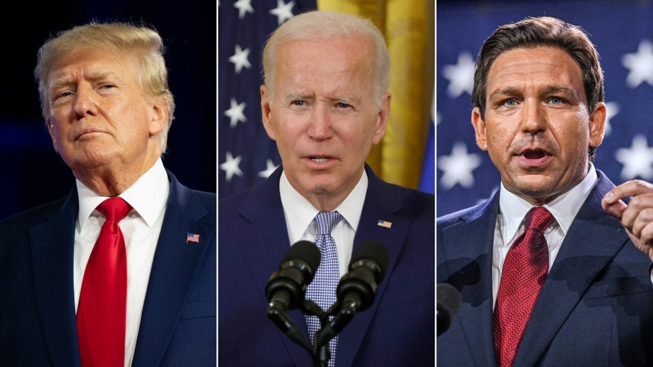 Joe Biden Ads Target Florida Women Slam Ron DeSantis And Donald Trump   230120151937 Biden Trump Desantis Split 1280x720 