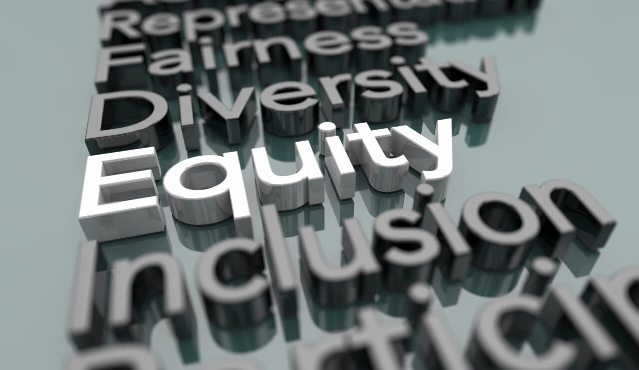 Equity Diversity Inclusion Fairness Equality Words 3d Illustrati