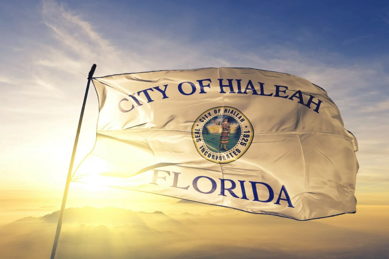Hialeah of Florida of United States flag waving on the top