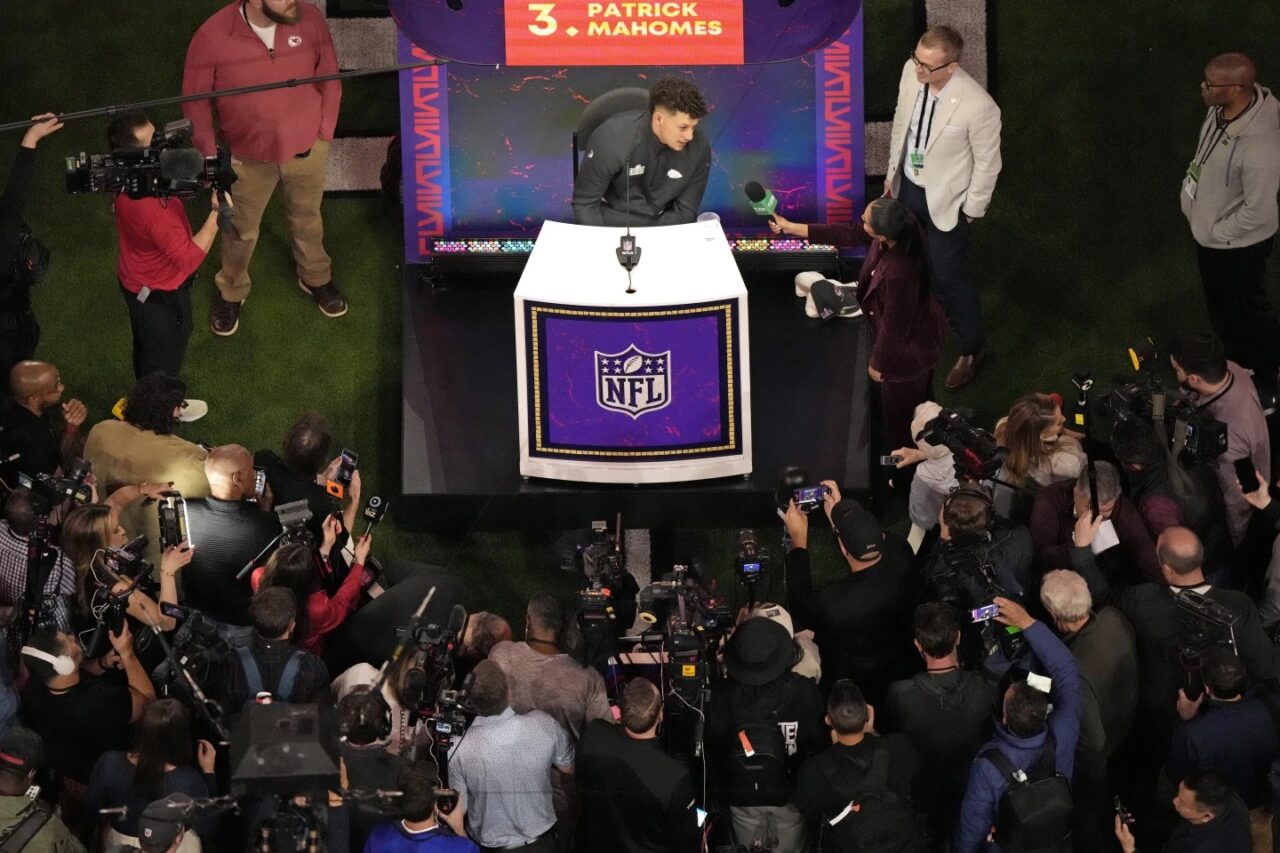 Patrick Mahomes Kansas City Chiefs Super Bowl media day