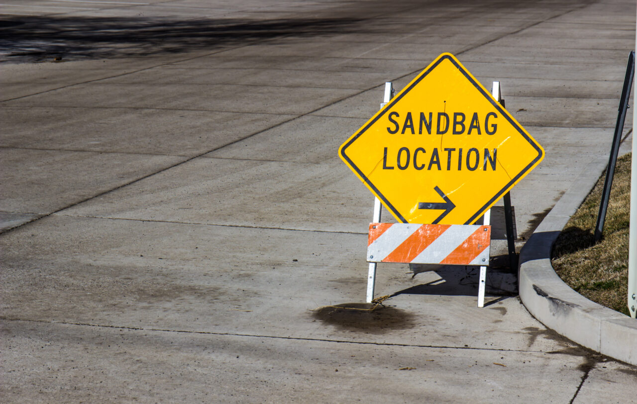 Sandbag Location Sign On Corner