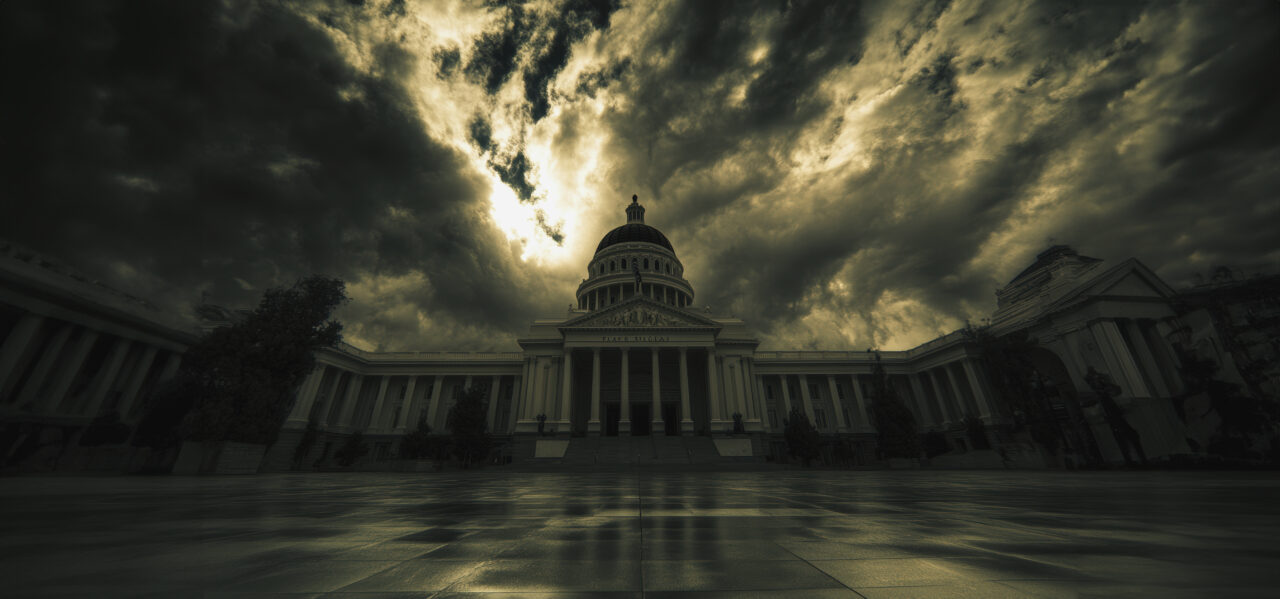 Dramatic Cloudy Skies Over the U.S. Capitol Building at Dusk