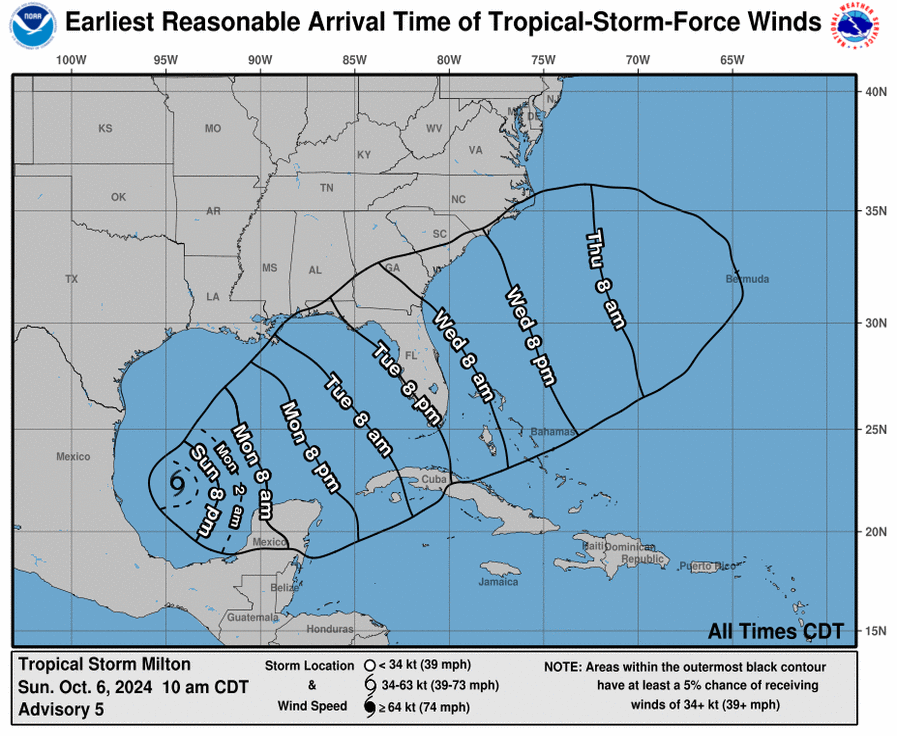 Ron Desantis 5 p.m. update on Milton shows hurricane may shift south of