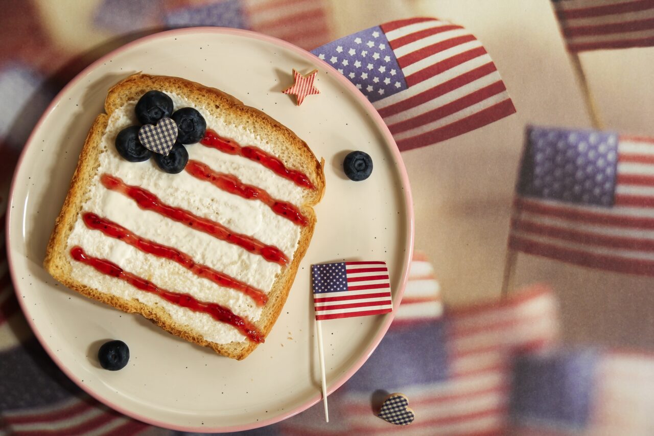 American flag red blue white sandwich / 4th of july Memorial day theme food