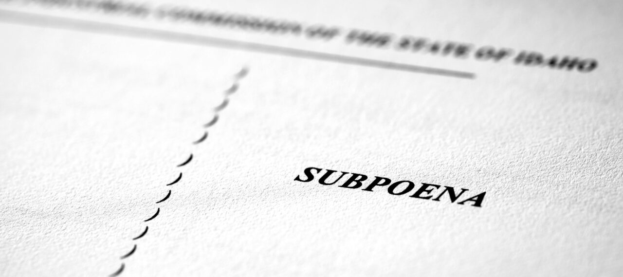 Subpoena for Court Legal Documents