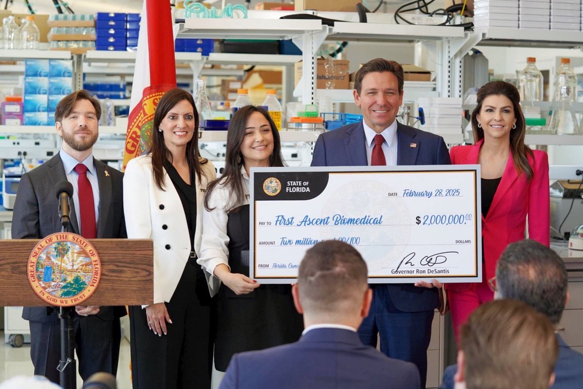 Gov. Ron DeSantis was joined by First Lady Casey DeSantis, and others at the Feb. 28 press conference to announce the new FIU funding to fight cancer. (X)