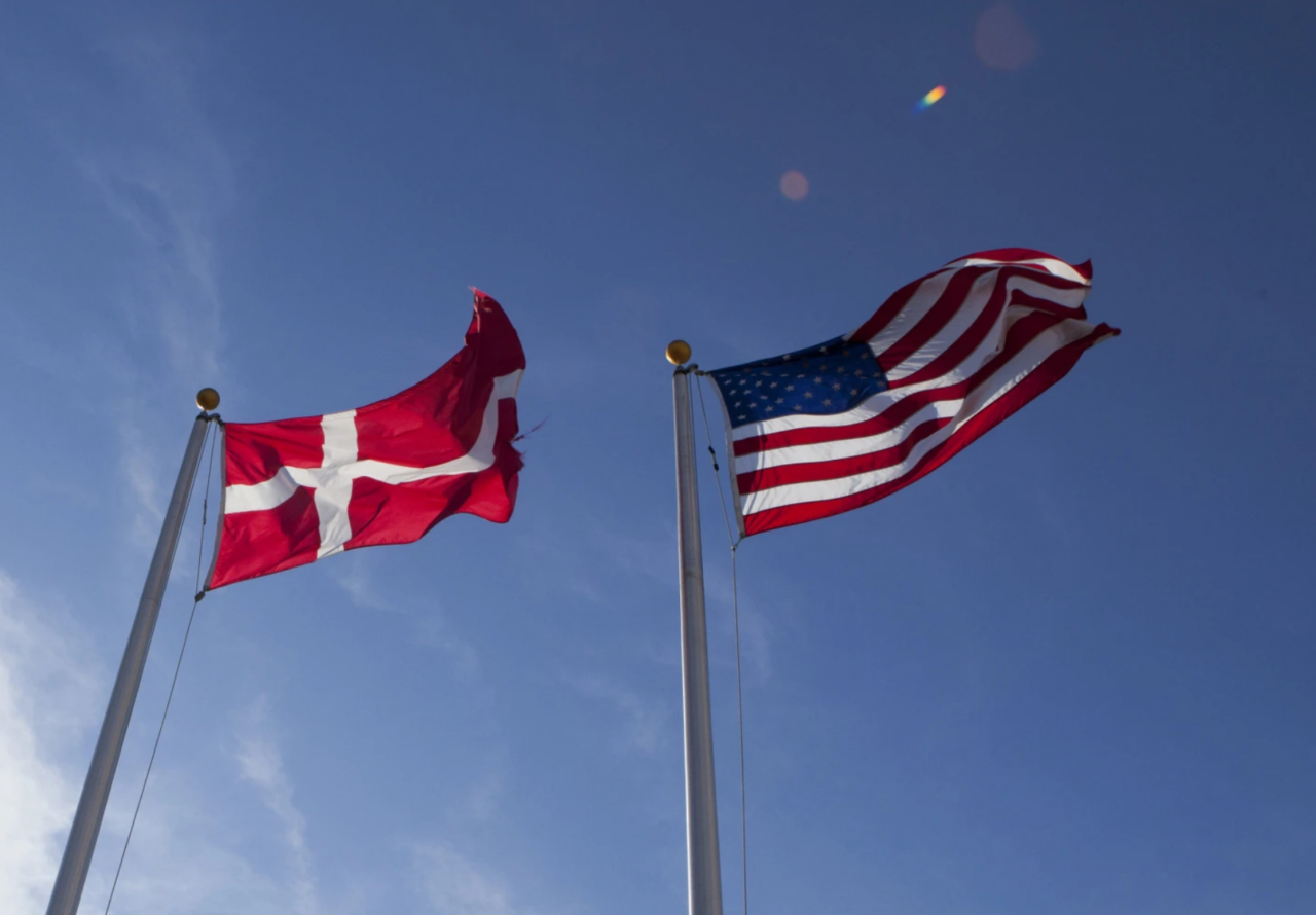 Denmark United States flags AP