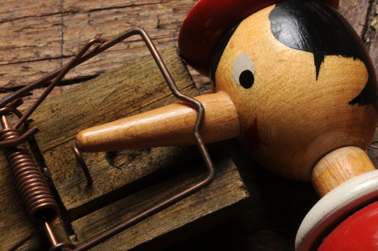 caught in a lie lying Pinnochio