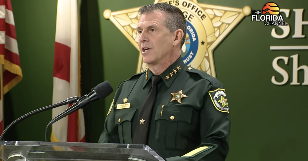 ScrOrange County Sheriff John Mina speaks at a May 19, 2025 press conference. (Florida Channel)eenshot 2025-05-19 at 2.34.15 PM