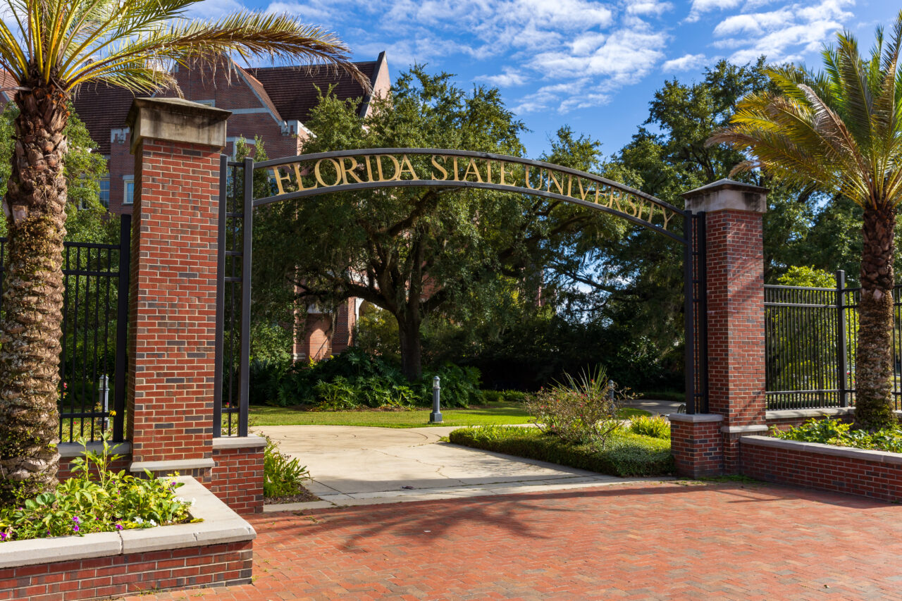 Florida State University entrance sign located in Tallahassee, FL