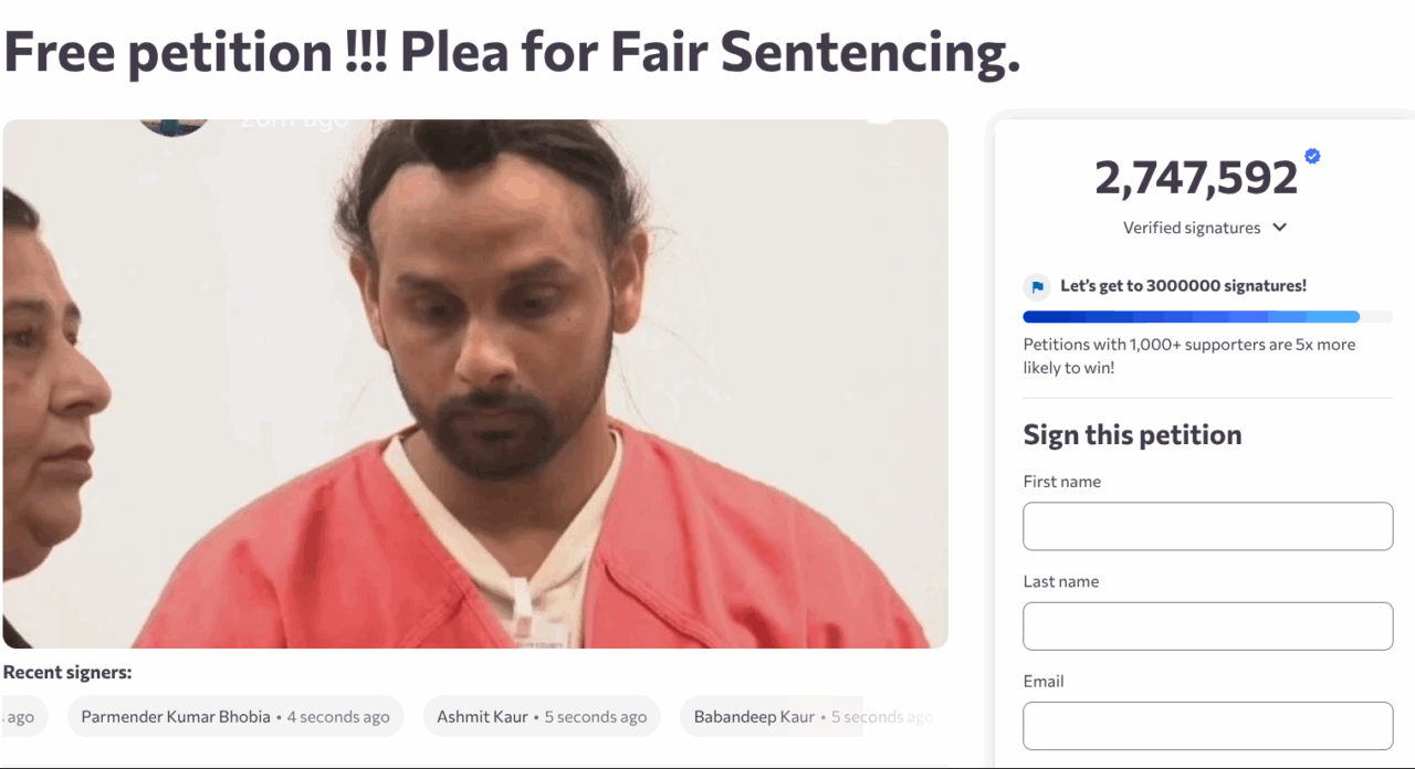 Singh petition image via change org