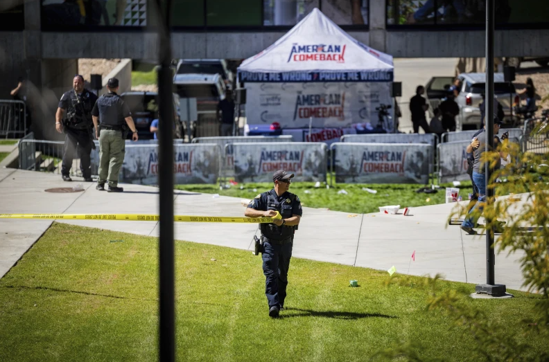 Charlie Kirk assassination -- Police tape AP